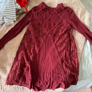 Dark Red long sleeve dress